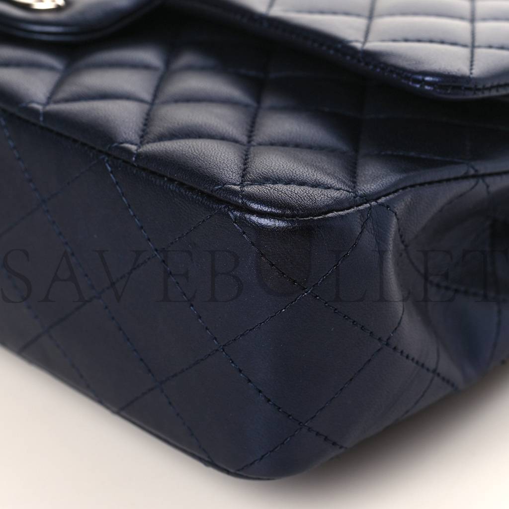 CHANEL IRIDESCENT CALFSKIN QUILTED MEDIUM DOUBLE FLAP NAVY (25*15*6cm)