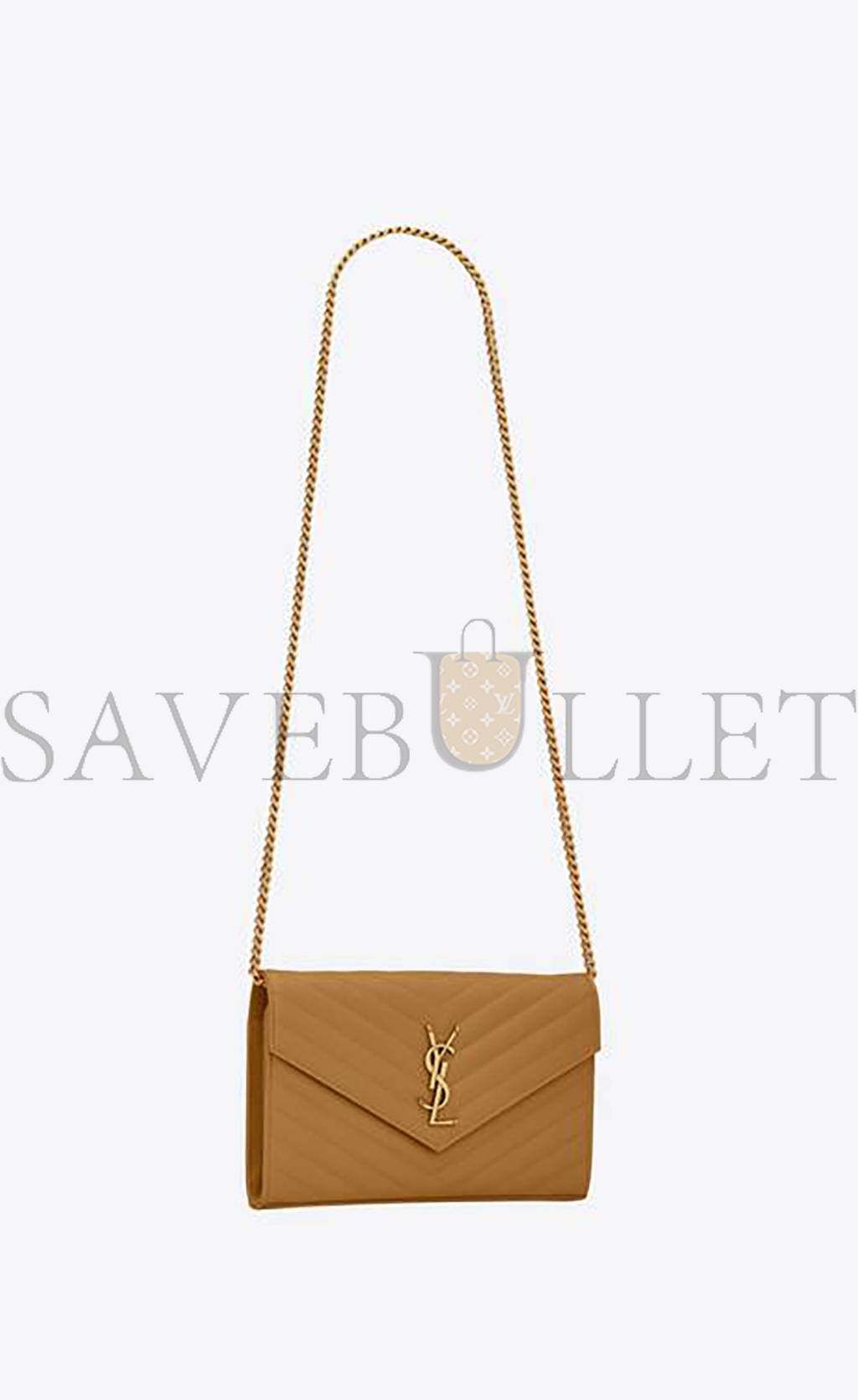 YSL CASSANDRE MATELASSÉ CHAIN WALLET IN GRAIN DE POUDRE EMBOSSED LEATHER 377828BOW012516 (22.5*14*4cm)