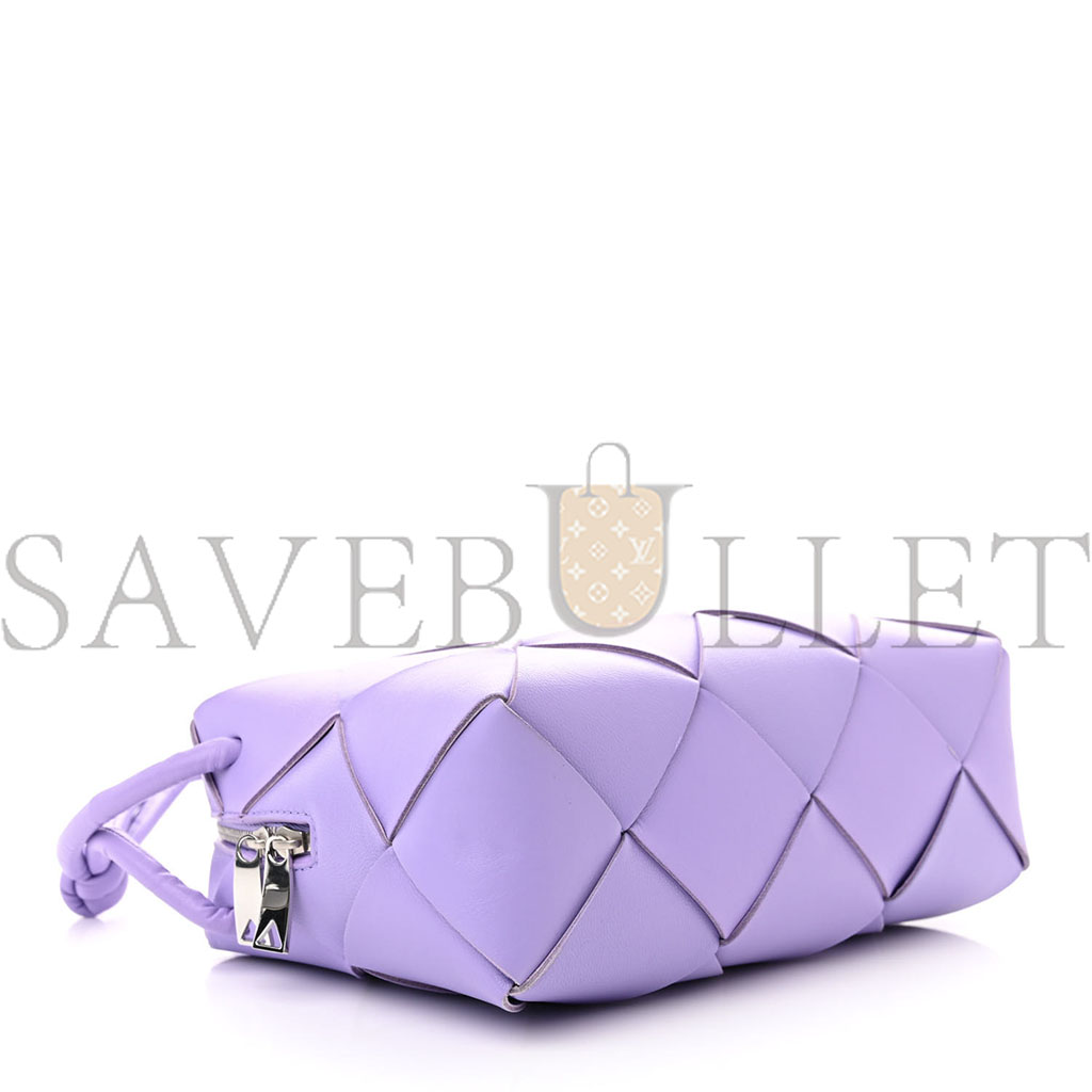 BOTTEGA VENETA LAMBSKIN MAXI INTRECCIATO SMALL CASSETTE CAMERA BAG WISTERIA (22*17*7cm)