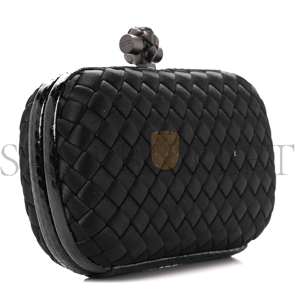 BOTTEGA VENETA SATIN INTRECCIO IMPERO AYERS KNOT CLUTCH BLACK (17*10*4cm)