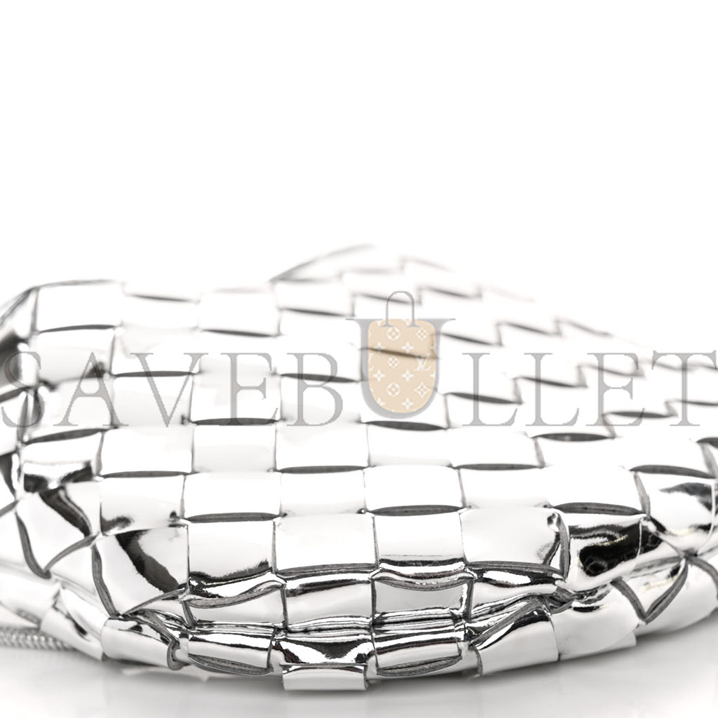 BOTTEGA VENETA MIRROR LAMINATED NAPPA INTRECCIATO MINI SARDINE BAG SILVER (20*15*3cm)