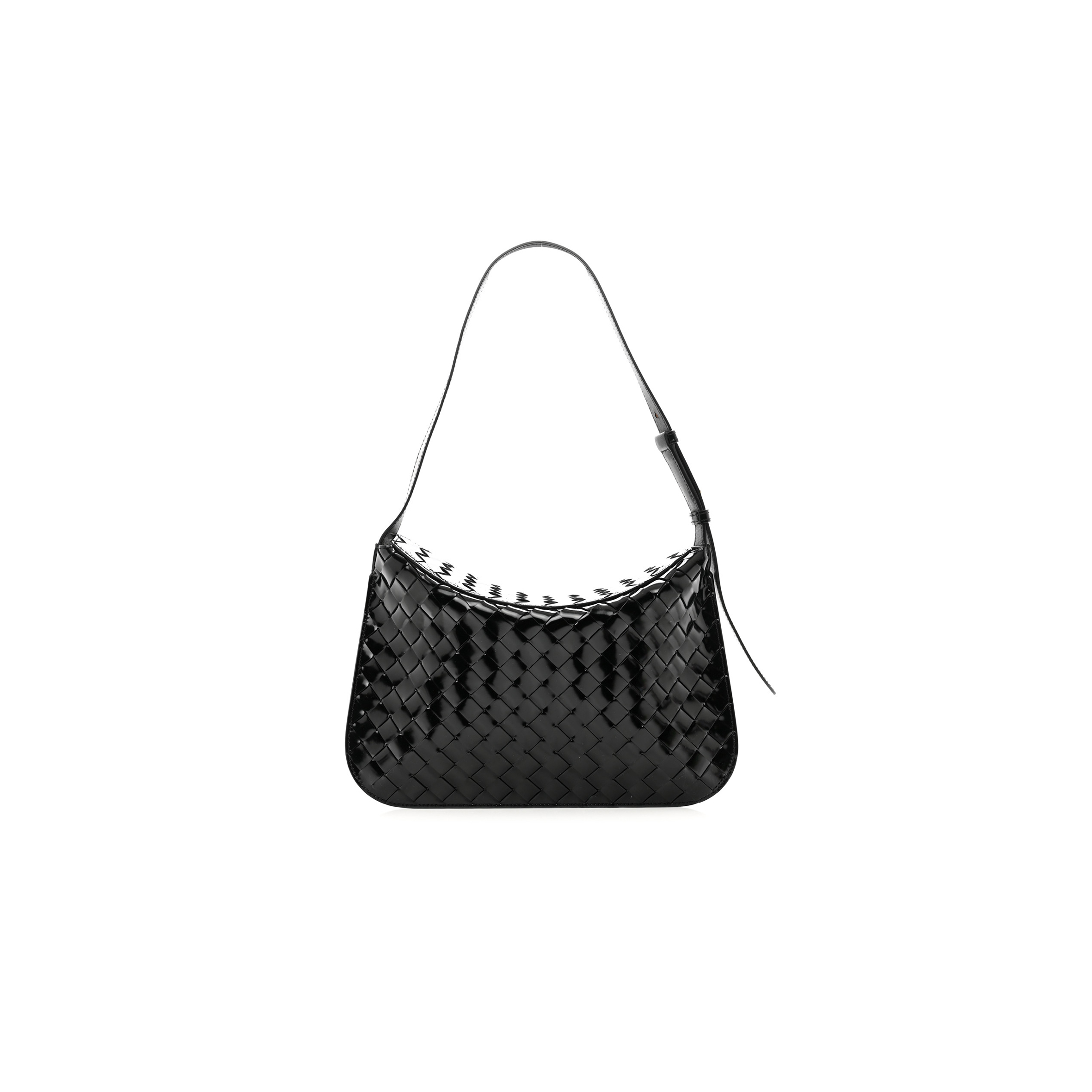 BOTTEGA VENETA PATENT INTRECCIATO SHOULDER BAG BLACK (31*20*3cm)