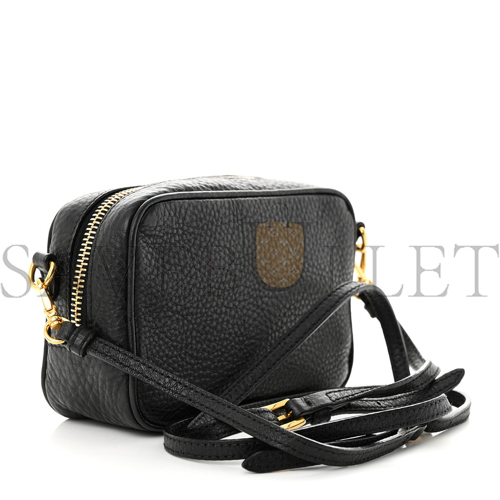 PRADA VITELLO DAINO MINI CAMERA CROSSBODY BLACK (16*10*6cm)