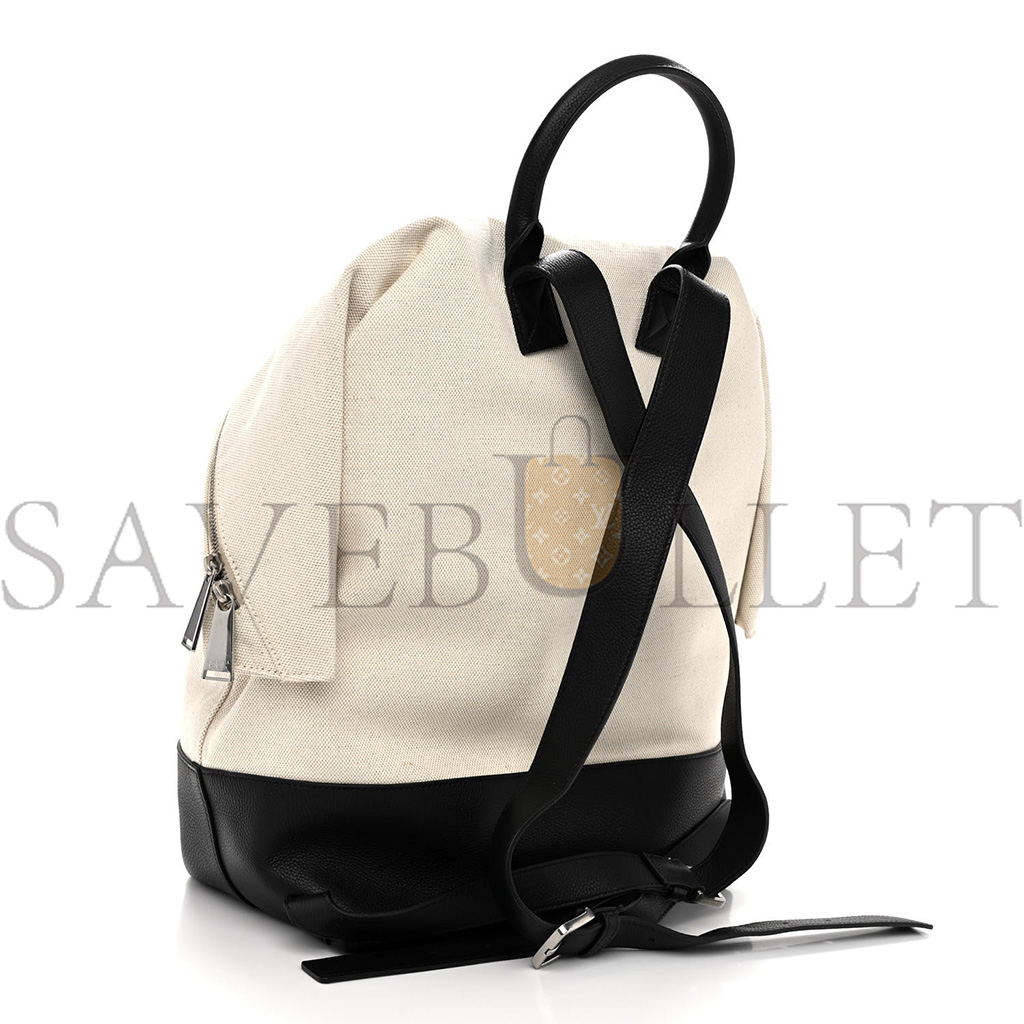 BOTTEGA VENETA CANVAS CALFSKIN BACKPACK NATURAL BLACK  (39*29*17cm)