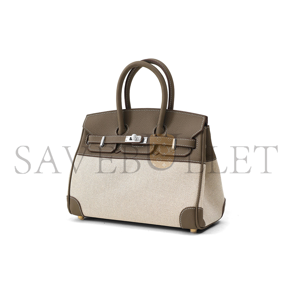 HERMES MASTER BIRKIN 35 TOILE TAUPE CLEMENCE LEATHER BAG 30013032 (35*24*18cm)