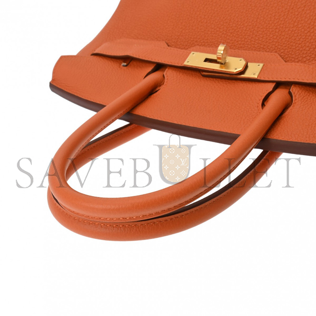 HERMES BIRKIN 30 TOGO LEATHER ORANGE GOLD BUCKLE BAG H028369CC83 (35*28*18cm)