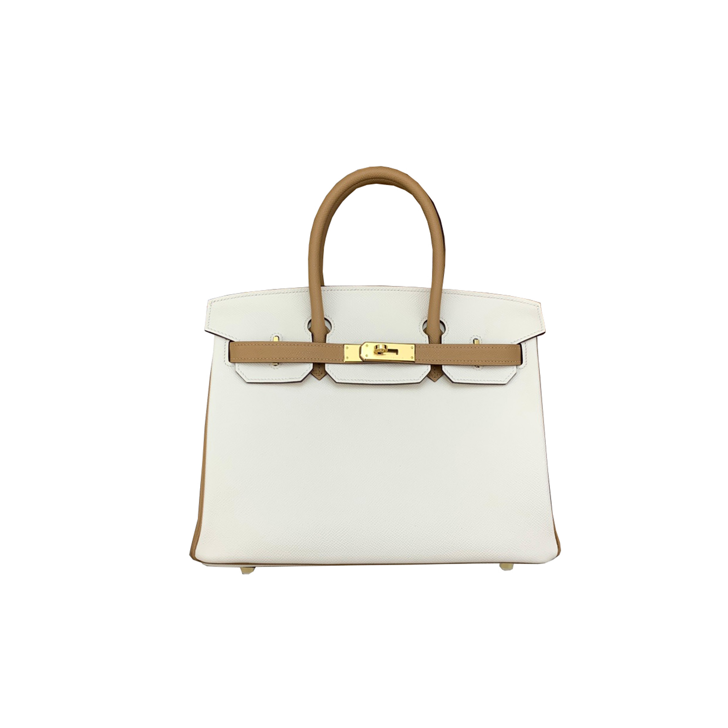 HERMES BIRKIN 30 TOGO LEATHER MILKSHAKE WHITE BISCUIT COLOR GOLD BUCKLE HANDBAG 2929278431 (30*23*15cm)