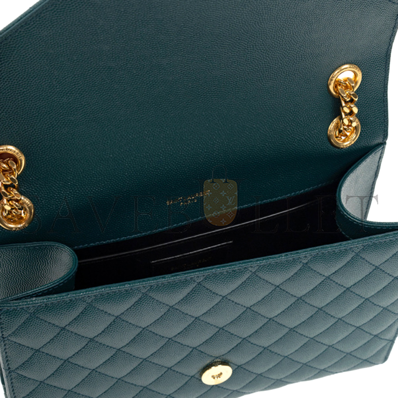 YSL ENVELOPE MEDIUM SHOULDER BAG GREEN 600185BOW914417 (24*17.5*6cm)
