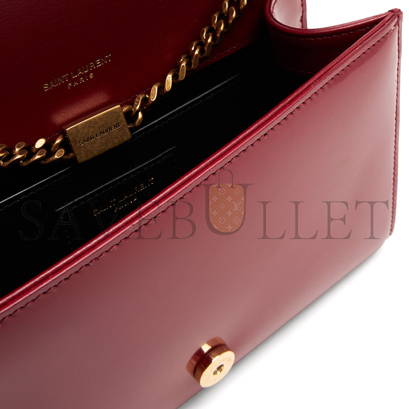 YSL KATE TWO-TONED SMALL MONOGRAM SATCHEL OFF WHITE OXBLOOD RED 742580AAB4D9293 (20*13.5*6cm)
