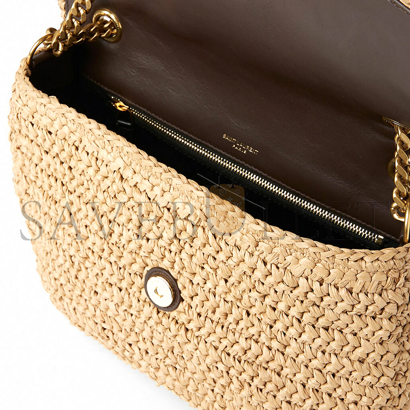 YSL NIKI RAFFIA SHOULDER BAG IN BEIGE 098096618922 (22*16.5*12cm)