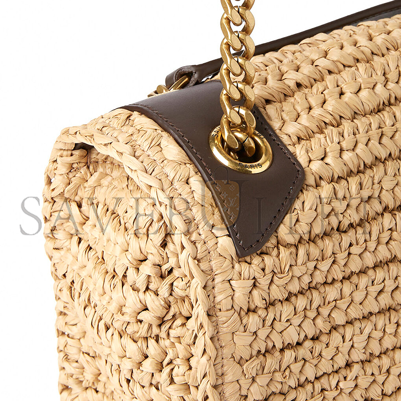 YSL NIKI RAFFIA SHOULDER BAG IN BEIGE 098096618922 (22*16.5*12cm)