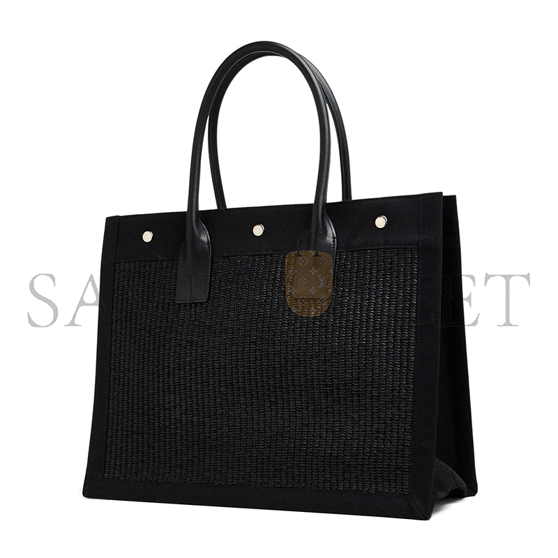 YSL RIVE GAUCHE SMALL TOTE BAG IN RAFFIA AND LEATHER 6174812M21E1050 (39*31*18cm)