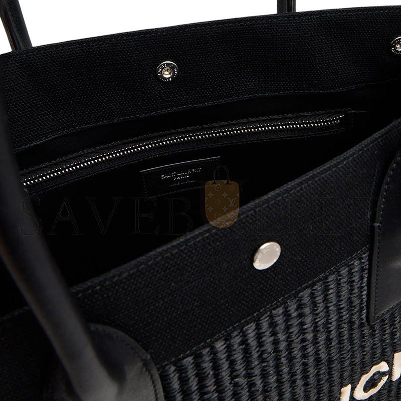 YSL RIVE GAUCHE SMALL TOTE BAG IN RAFFIA AND LEATHER 6174812M21E1050 (39*31*18cm)