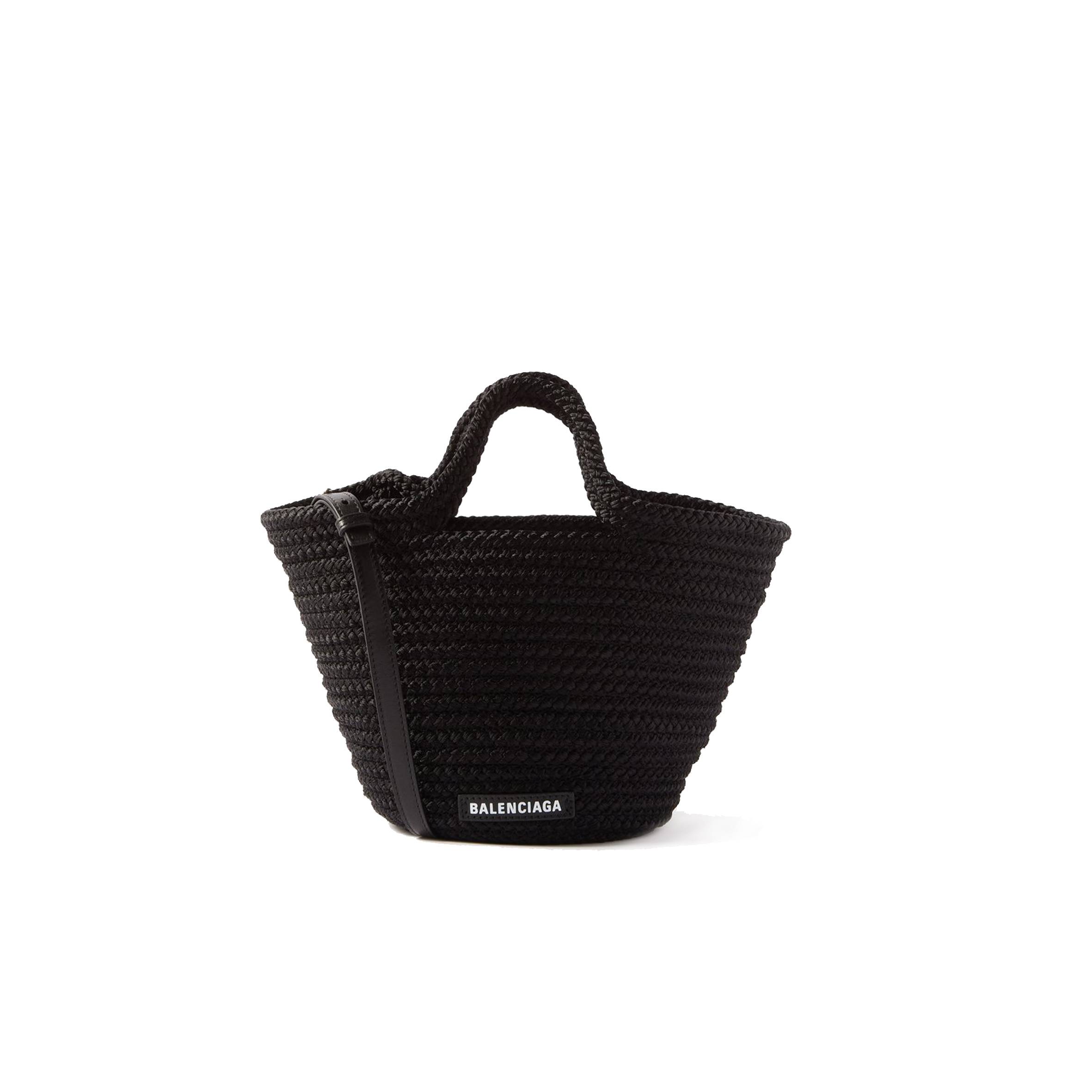 BALENCIAGA BLACK IBIZA WOVEN BASKET BAG MATCHESFASHION US (30.4*19.8*15.2cm)