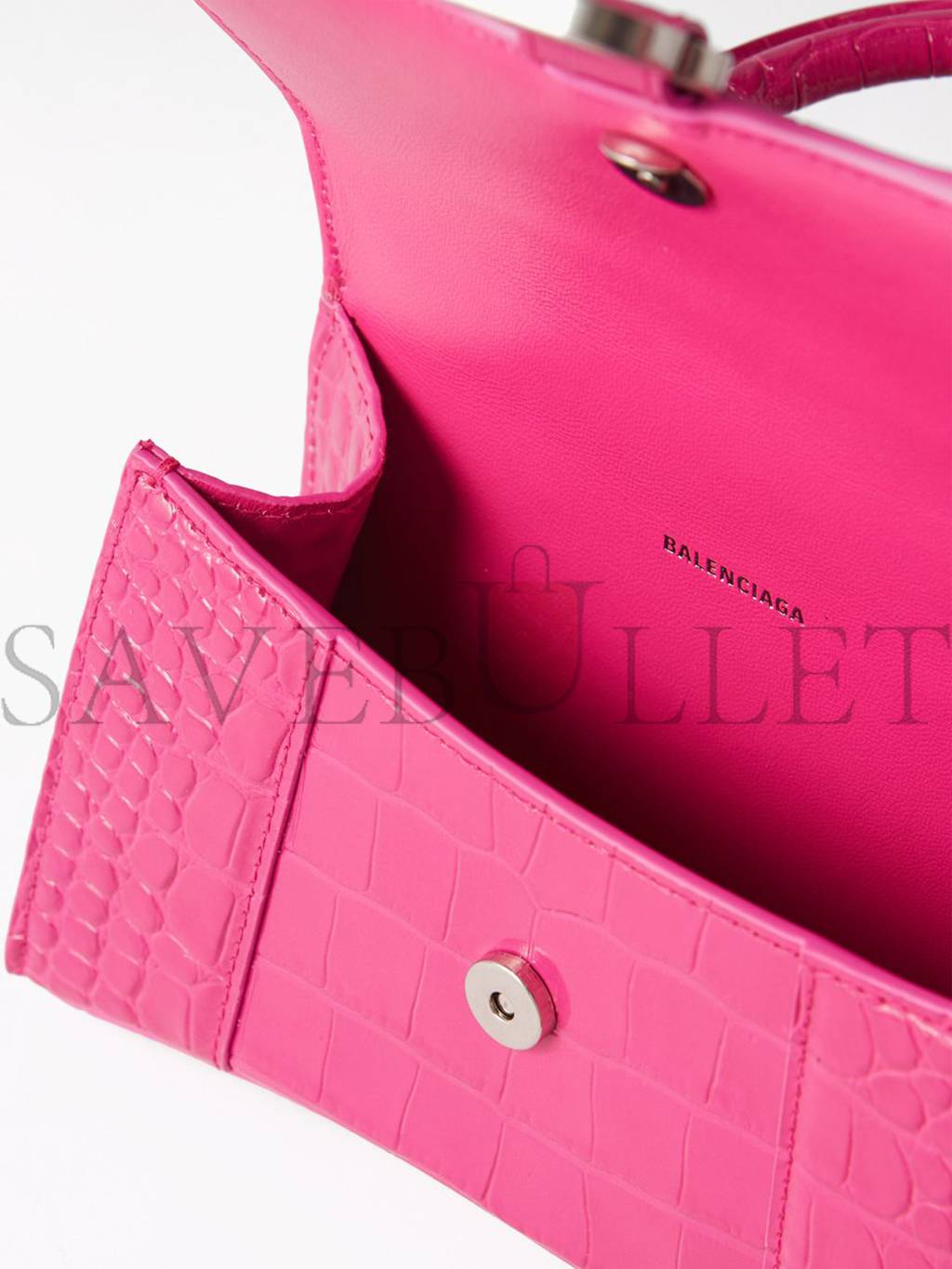 BALENCIAGA PINK HOURGLASS XS CROCODILE-EFFECT LEATHER BAG MATCHESFASHION US (19.5*12*5cm)