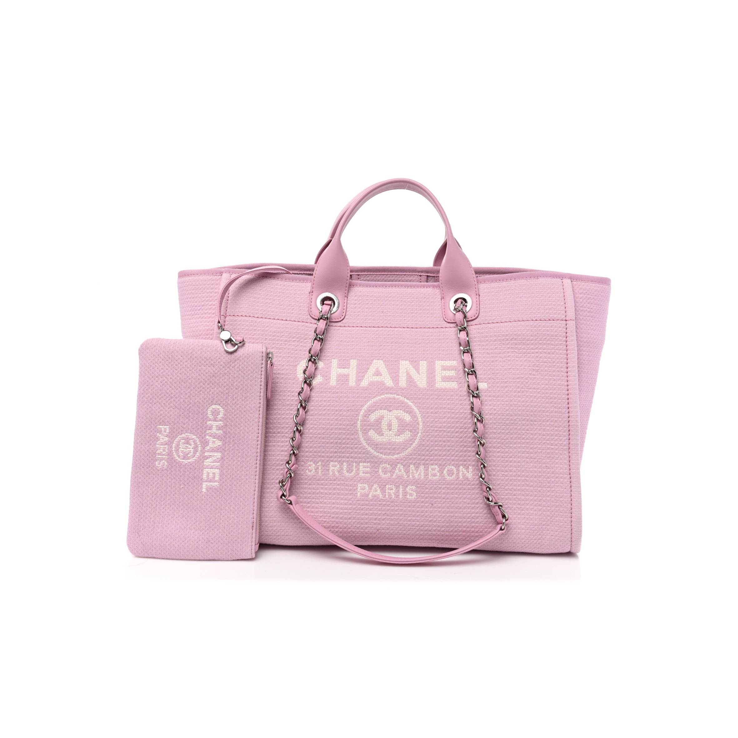 CHANEL MIXED FIBERS MEDIUM DEAUVILLE TOTE PINK (38*28*19cm)