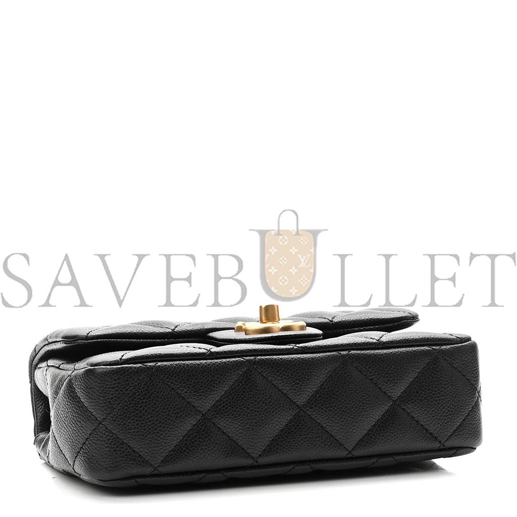 CHANEL CAVIAR QUILTED SWEETHEART MINI RECTANGULAR FLAP BLACK  GOLD HARDWARE (18*12*6cm)