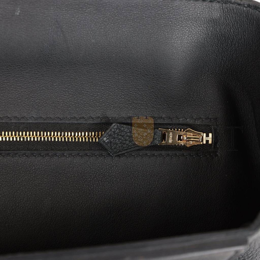 HERMES 2424 BAG 29 BLACK TOGO AND SWIFT GOLD HARDWARE (29*24*15cm)