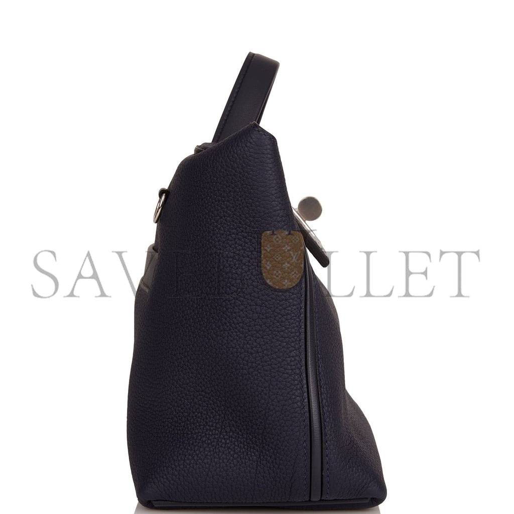 HERMES 2424 BAG 29 BLEU NUIT ALLIGATOR AND TOGO TOUCH PALLADIUM HARDWARE (29*24*15cm)