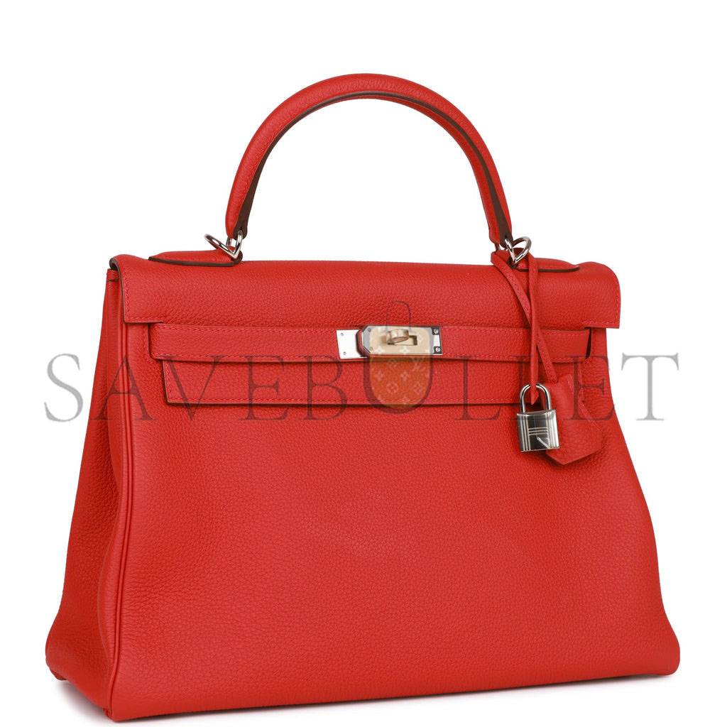 HERMES KELLY RETOURNE 32 GERANIUM TOGO PALLADIUM HARDWARE (32*23*10.5cm) HERMES KELLY RETOURNE 32 GERANIUM TOGO PALLADIUM HARDWARE (32*23*10.5cm)