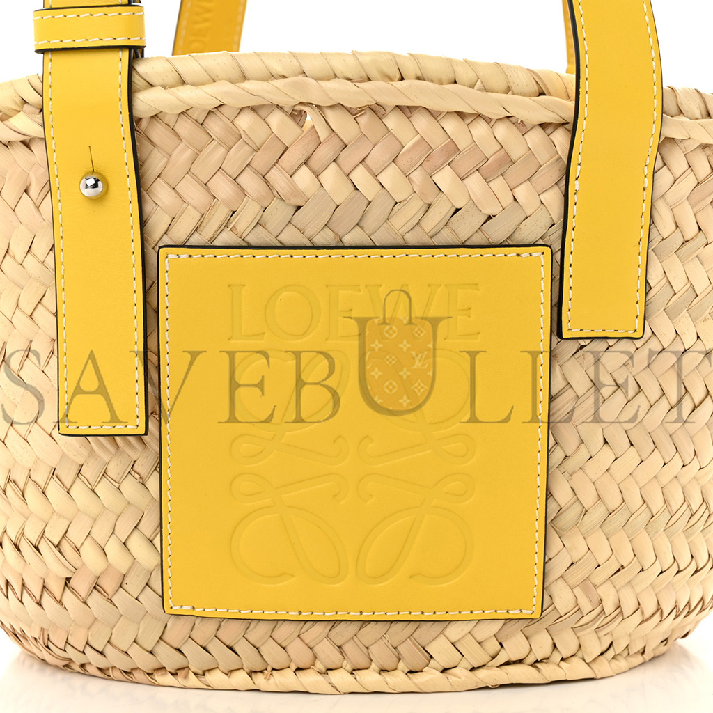 LOEWE RAFFIA SMALL BASKET TOTE BAG NATURAL YELLOW (21*18*13cm)