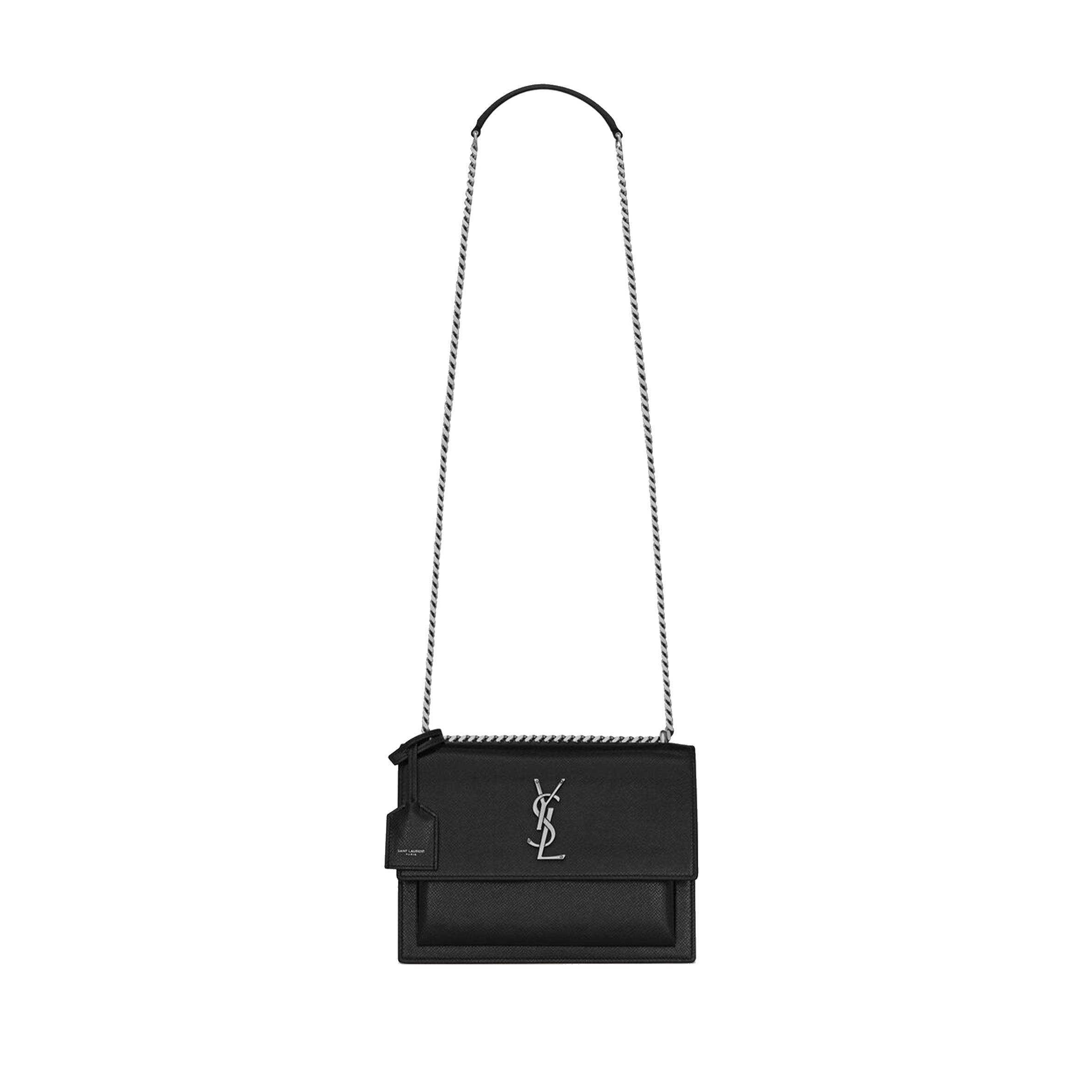 YSL SUNSET MEDIUM CHAIN BAG IN COATED BARK LEATHER 442906H3Z0N1000 (22*16*6.5cm)