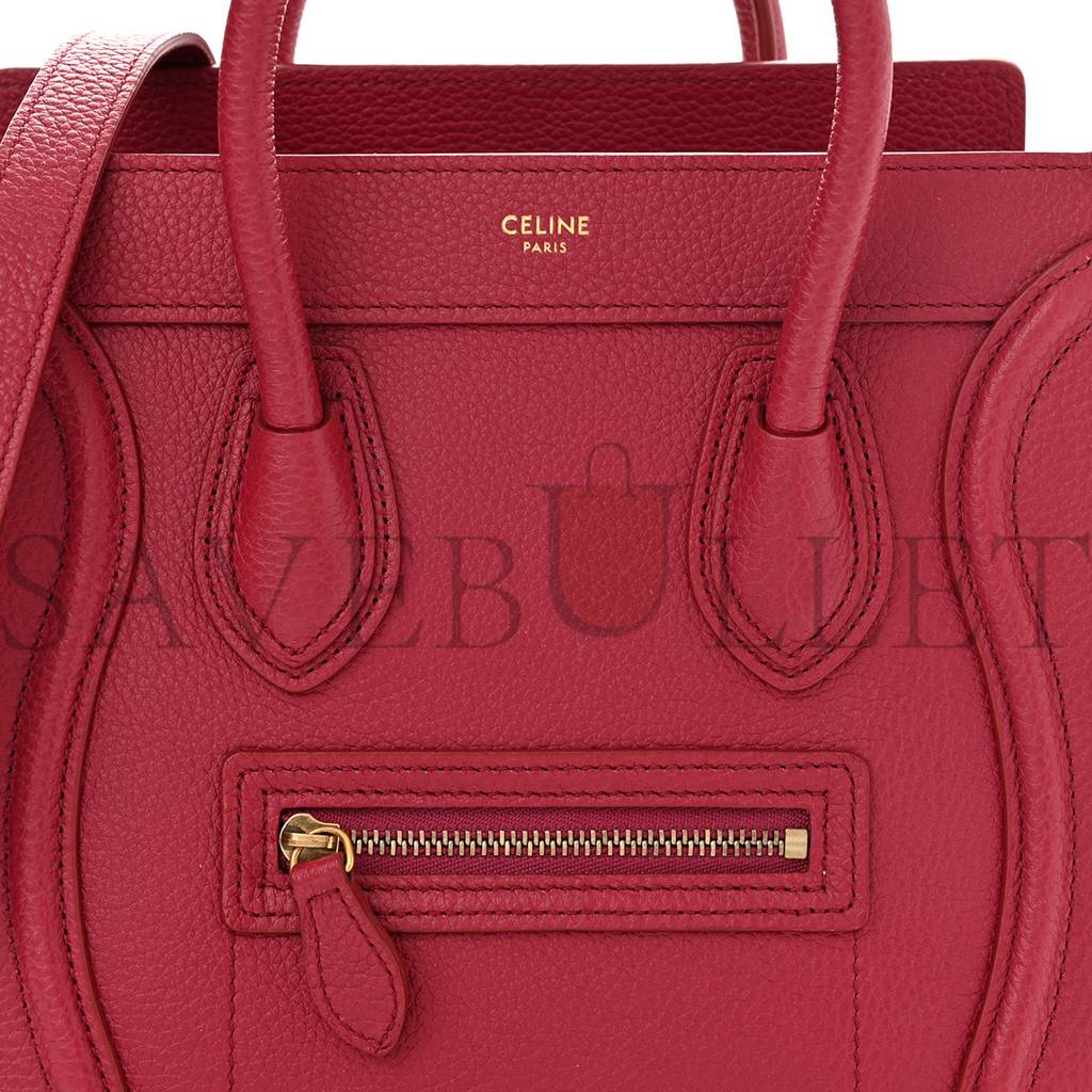 CELINE DRUMMED CALFSKIN NANO LUGGAGE RASBERRY (20*20*10cm)