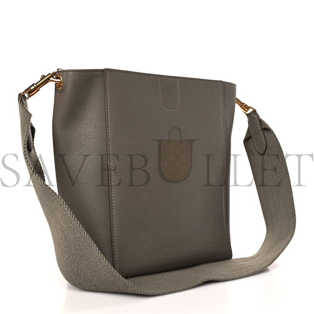 CELINE SOFT GRAINED CALFSKIN SMALL SANGLE BUCKET BAG TAUPE (25*18*12cm)