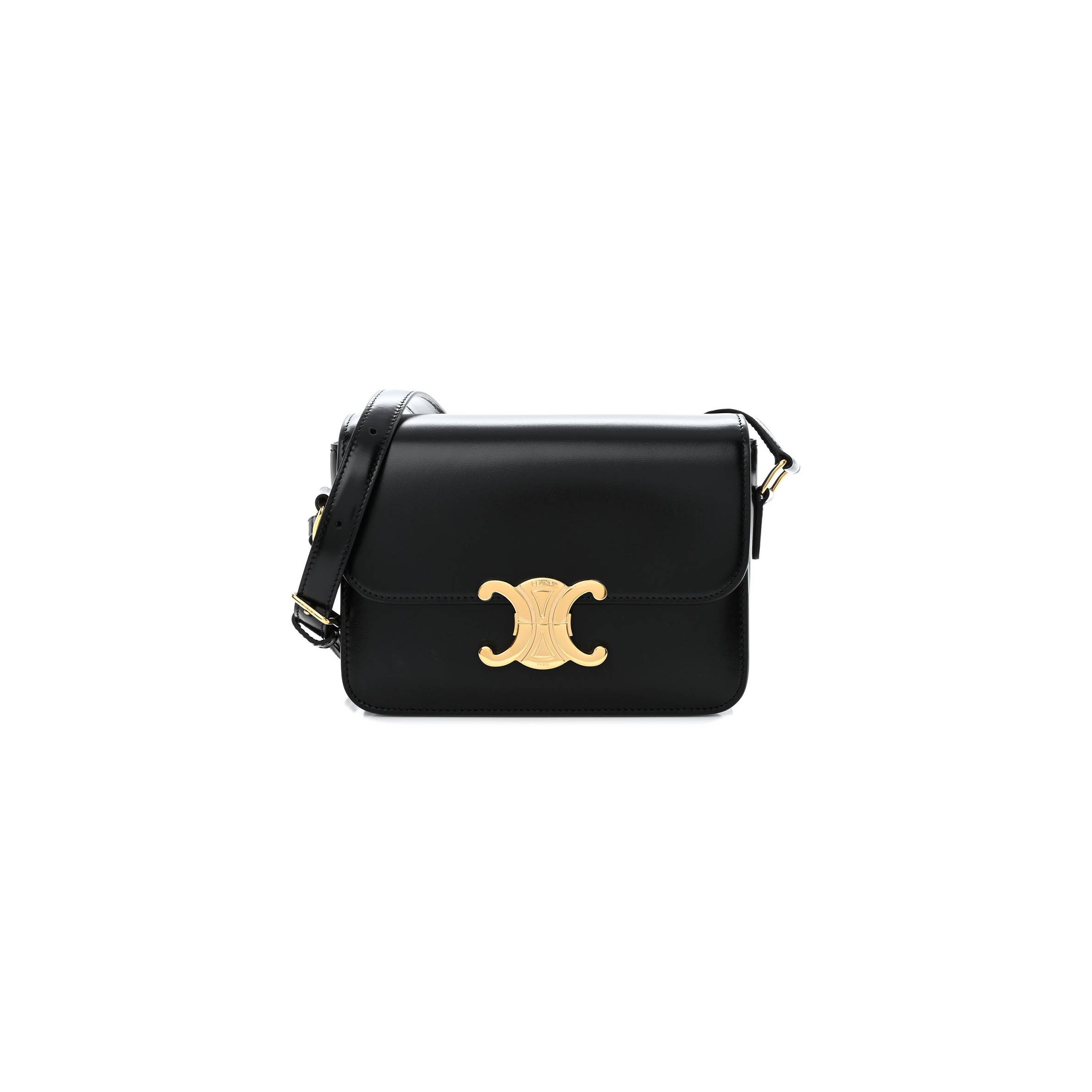 CELINE SHINY CALFSKIN TEEN TRIOMPHE BLACK (18*13*8cm)