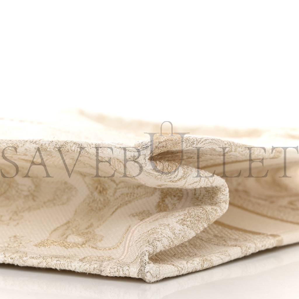 DIOR CANVAS EMBROIDERED MEDIUM DIORIVIERA TOILE DE JOUY BOOK TOTE GOLD (36*27*7cm)