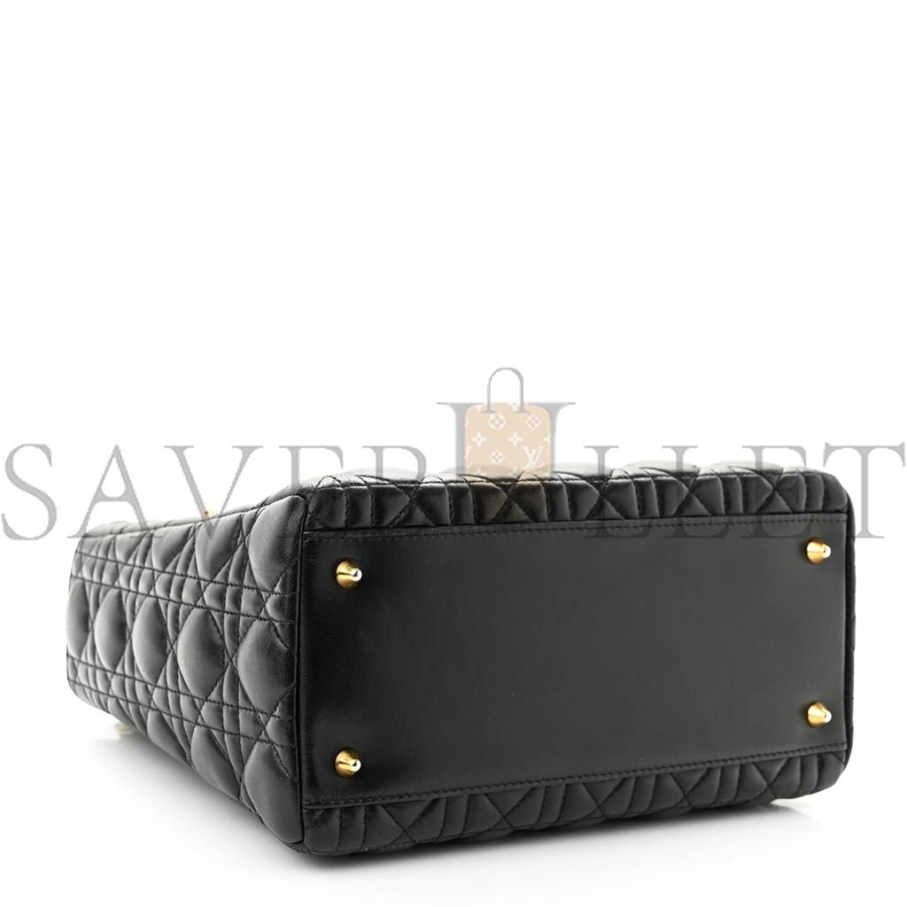 DIOR LAMBSKIN CANNAGE MEDIUM LADY DIOR BLACK (24*20*12.7cm)