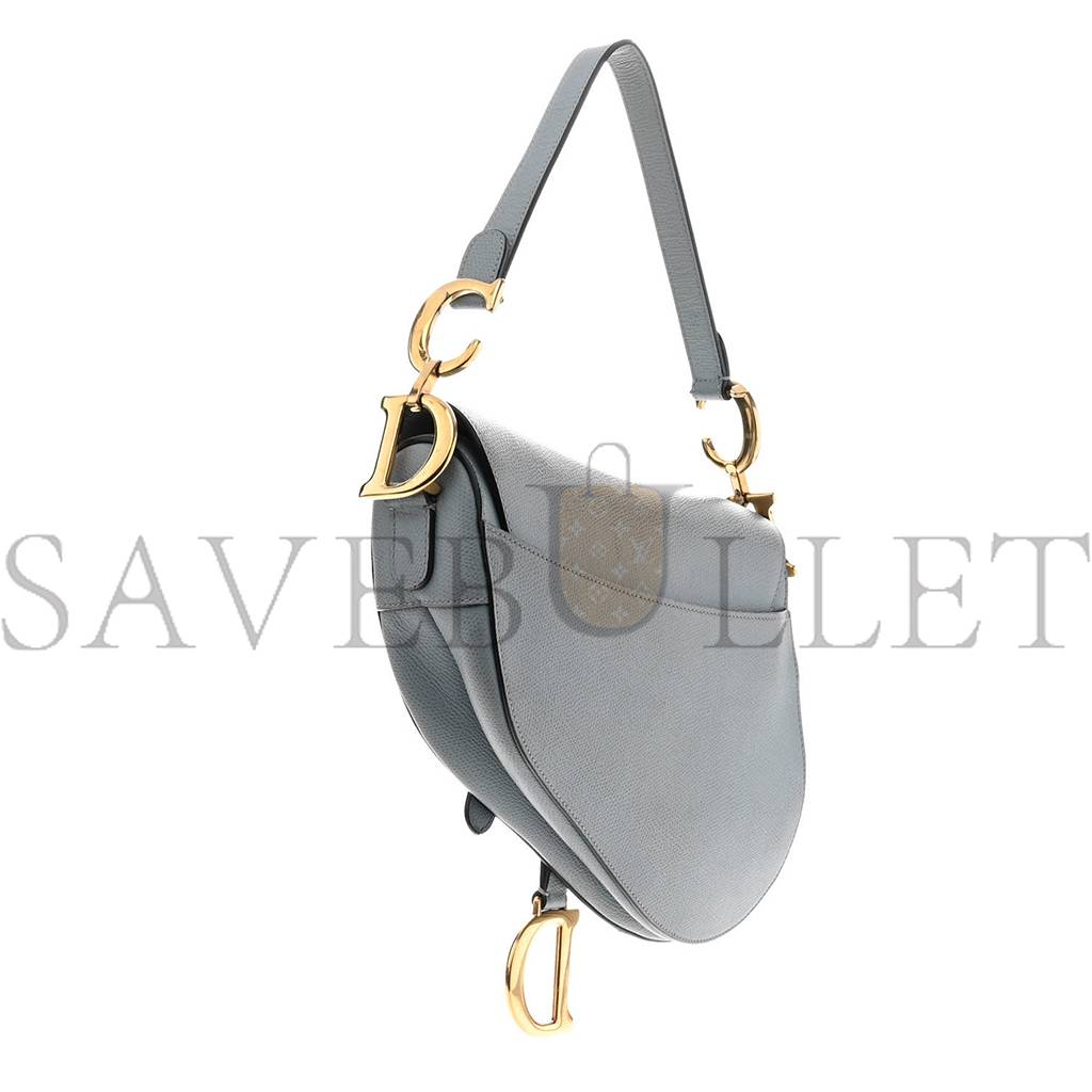 DIOR GRAINED CALFSKIN SADDLE BAG GREY STONE (24*23*5.7cm)