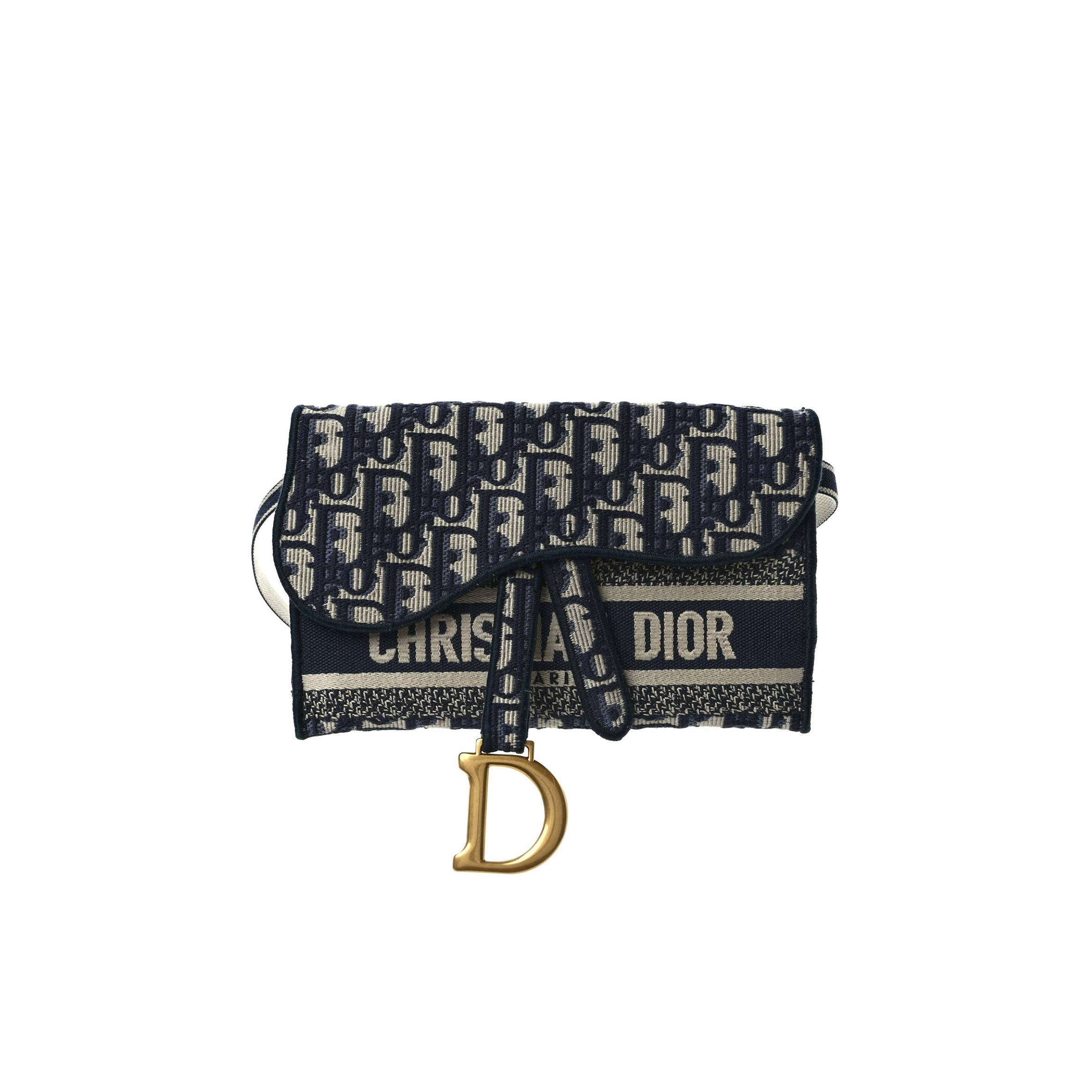 DIOR OBLIQUE SLIM SADDLE POUCH BLUE (21*13*2.5cm)