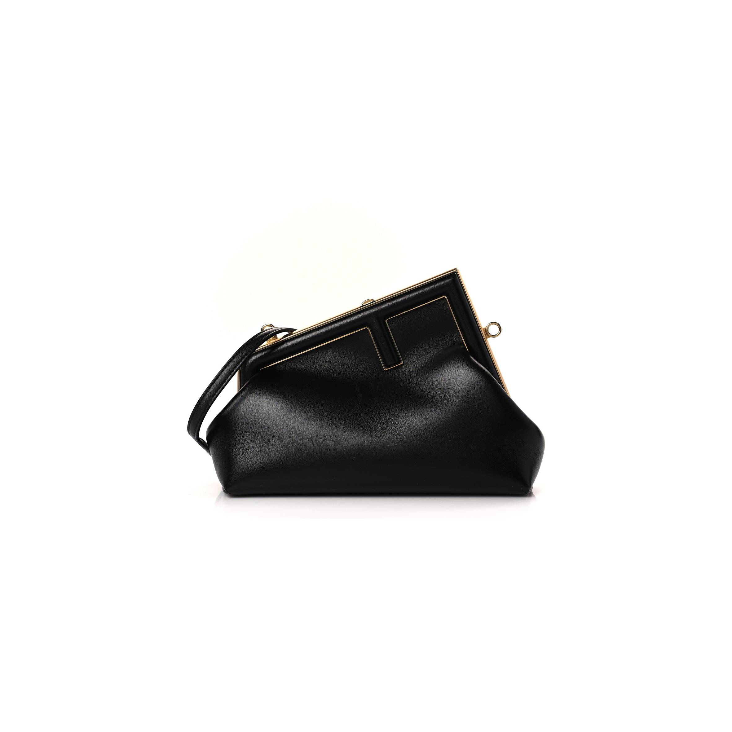 FENDI SHINY NAPPA SMALL FENDI FIRST BLACK (26*18*9.5cm)